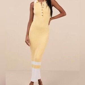 NWT Lulus knitted ribbed button up dress in light tangerine color size M